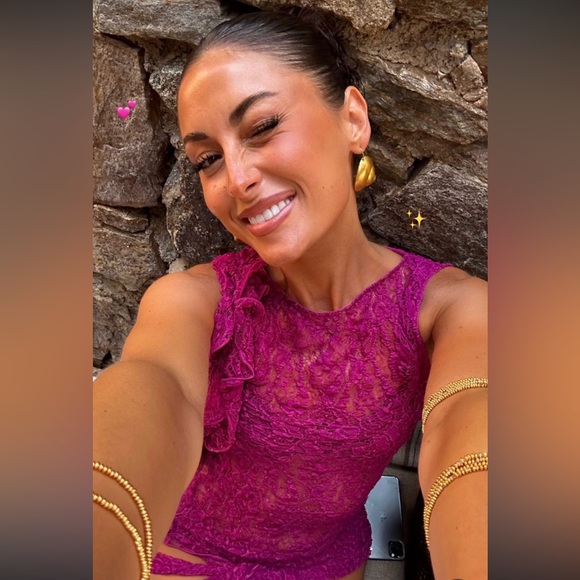 Zara fuchsia textured lace dress - Picture 8 of 13